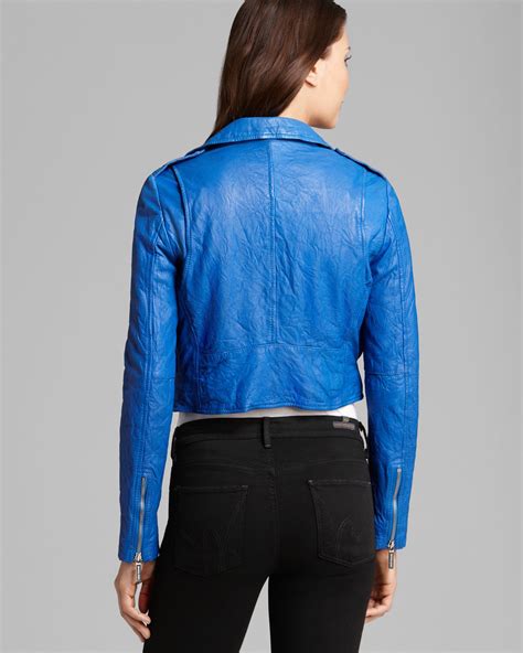 blue leather jacket michael kors|Michael Kors bomber jacket women's.